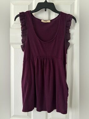 Pins & Needles Ruffle-Trim Tank Top in Plum